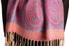 Reversed Paisley On Magenta Pink Pashmina With Tassels