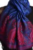 Small Clovers On Ultramarine Blue Pashmina With Tassels