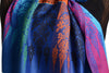 Rainbow Stripes In Dark Blue Pashmina With Tassels