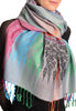 Rainbow Stripes In Grey Pashmina With Tassels