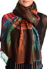 Rainbow Stripes In Brown Pashmina With Tassels