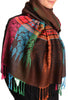 Rainbow Stripes In Brown Pashmina With Tassels