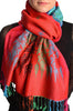 Rainbow Stripes In Red Pashmina With Tassels