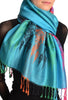 Rainbow Stripes In Blue Pashmina With Tassels