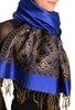 Ultramarine Blue With Lurex Ornaments Pashmina With Tassels