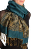 Prussian Blue With Lurex Ornaments Pashmina With Tassels