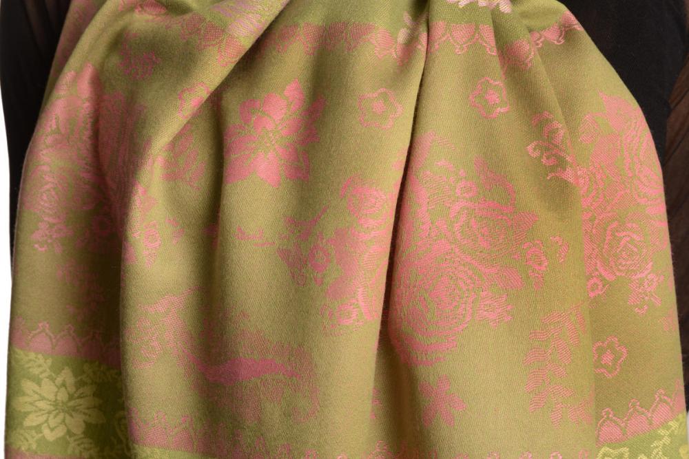 LissKiss Roses On Puce Pink Pashmina Feel With Tassels - Scarf at   Women's Clothing store