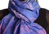 Fern & Flowers On Blue Pashmina With Tassels