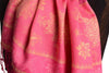 Fern & Flowers On Dark Pink Pashmina With Tassels