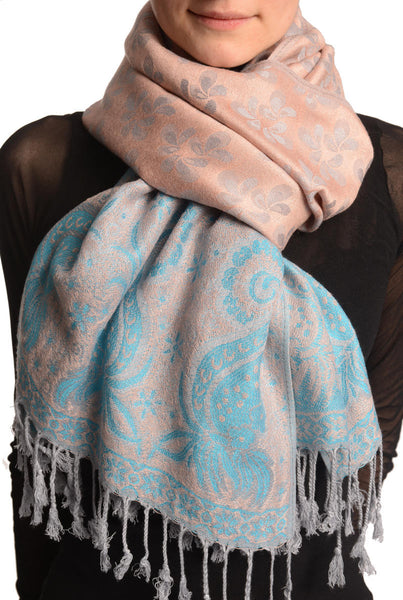 Small Clovers On Puce Pink Pashmina With Tassels