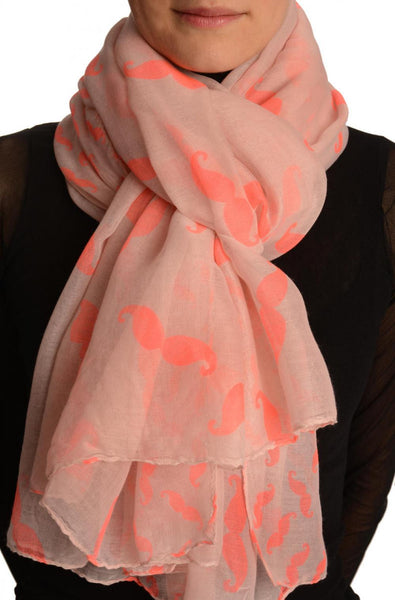 Neon Pink Moustaches On Pink Unisex Scarf & Beach Sarong