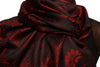 Burgundy Garden Flowers On Black Pashmina With Tassels