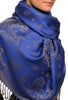 Small Butterflies On Klein Blue Pashmina With Tassels