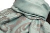 Large Paisley & Roses On Powder Blue Pashmina With Tassels