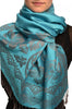 Large Paisley & Roses On Glaucous Blue Pashmina With Tassels