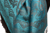 Large Paisley & Roses On Glaucous Blue Pashmina With Tassels