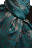 Large Paisley & Roses On Cerulean Blue Pashmina With Tassels