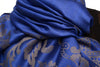 Large Paisley & Roses On Persian Blue Pashmina With Tassels