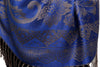 Large Paisley & Roses On Persian Blue Pashmina With Tassels