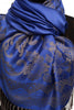 Large Paisley & Roses On Persian Blue Pashmina With Tassels