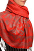 Large Paisley & Roses On Red Pashmina With Tassels