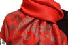 Large Paisley & Roses On Red Pashmina With Tassels