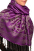 Large Paisley & Roses On Purple Pashmina With Tassels