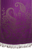 Large Paisley & Roses On Purple Pashmina With Tassels