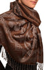 Large Paisley & Roses On Brown Pashmina With Tassels