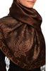 Ovals & Paisleys On Brown Pashmina With Tassels