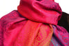 Mirrored Ombre Paisleys On Magenta Pashmina With Tassels