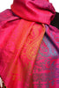 Mirrored Ombre Paisleys On Magenta Pashmina With Tassels