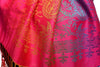 Mirrored Ombre Paisleys On Magenta Pashmina With Tassels