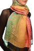 Large Ombre Paisley On Beige Pashmina With Tassels