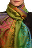 Large Ombre Paisley On Olive Green Pashmina With Tassels