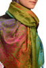 Large Ombre Paisley On Olive Green Pashmina With Tassels