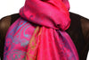 Large Ombre Paisley On Magenta Pashmina With Tassels