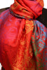 Large Ombre Paisley On Red Pashmina With Tassels