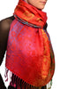 Large Ombre Paisley On Red Pashmina With Tassels