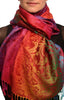 Large Ombre Paisley On Burgundy Pashmina With Tassels