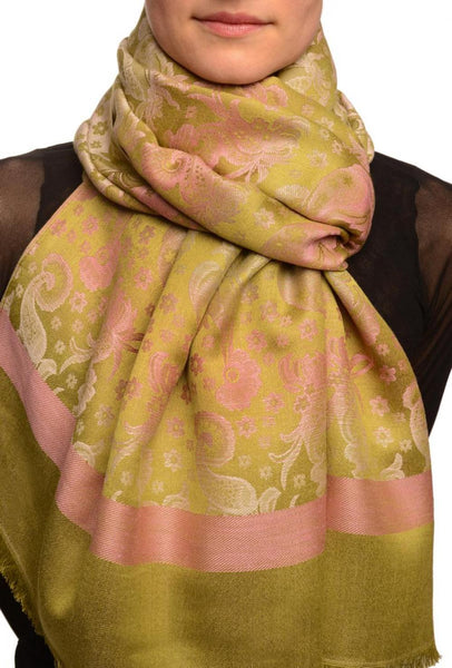 Gradient Flowers On Olive Green Unisex Pashmina