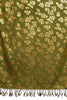 Gold Leafes Print On Olive Green Pashmina With Tassels