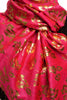 Gold Leafes Print On Magenta Pashmina With Tassels