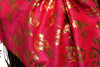 Gold Leafes Print On Magenta Pashmina With Tassels