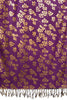 Gold Leafes Print On Purple Pashmina With Tassels