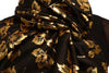 Gold Leafes Print On Black Pashmina With Tassels