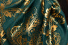 Gold Lotus Flower Print On Prussian Pashmina With Tassels