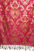 Gold Lotus Flower Print On Magenta Pashmina With Tassels