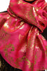 Gold Lotus Flower Print On Magenta Pashmina With Tassels