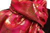 Gold Lotus Flower Print On Magenta Pashmina With Tassels